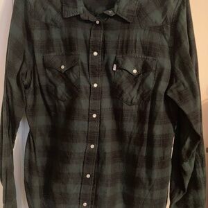 Levi flannel plaid snapped shirt